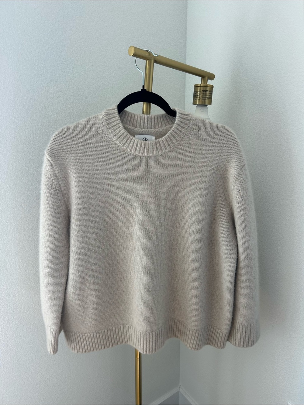 Anine Bing Neutral Crewneck Sweater in Light Beige